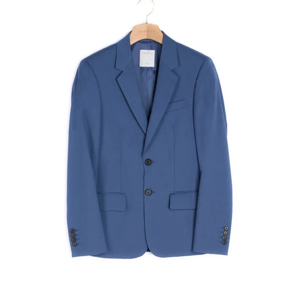 NWT $670 Sandro Formal Slim Fit Suit Jacket in Grey Blue - Size 52!